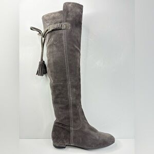 Joan & David Hinder Grey Suede Tassels Designer Over The Knee‎ Boho Boots 7